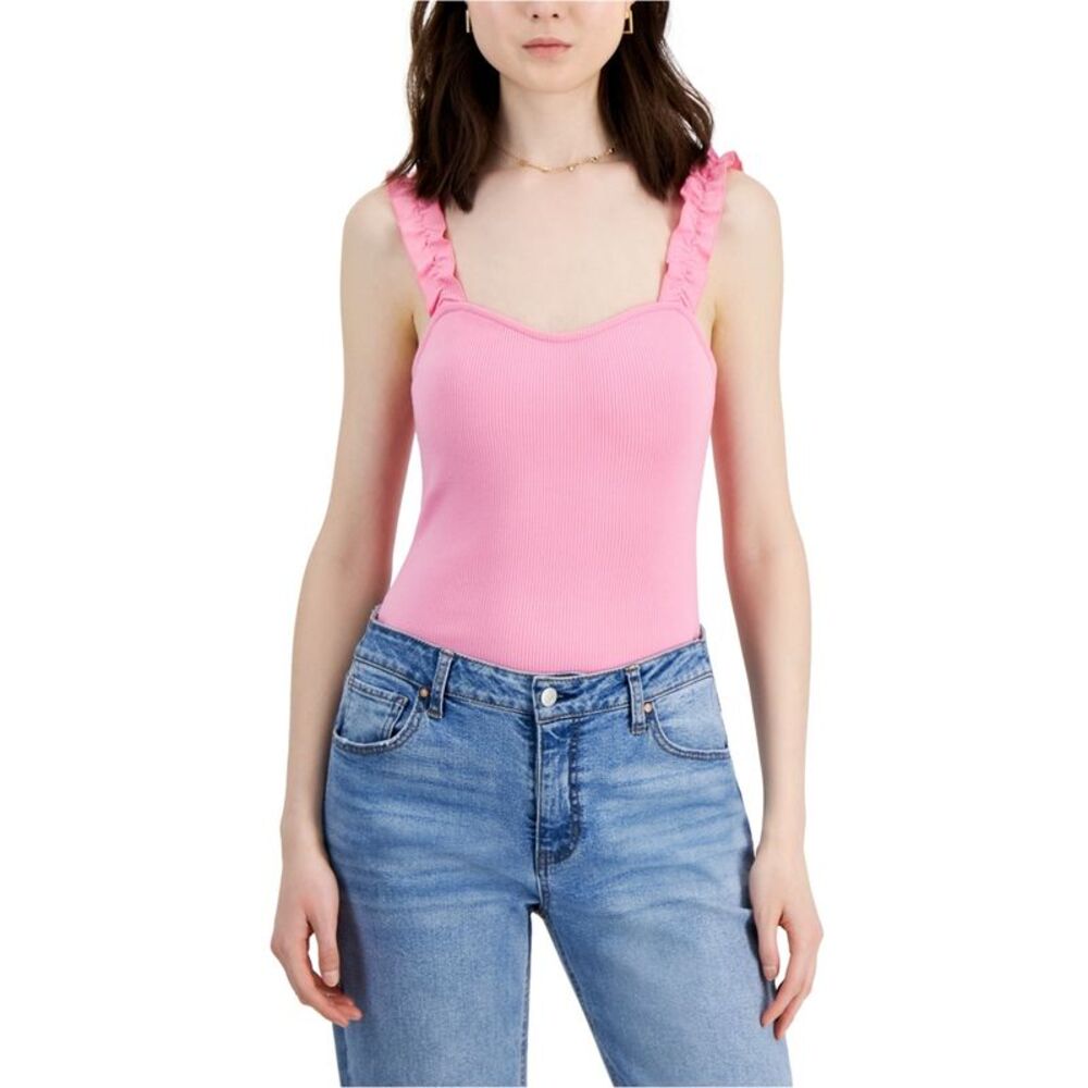Self E Womens Juniors Ruffle Strap Bodysuit Jumpsuit, NWT